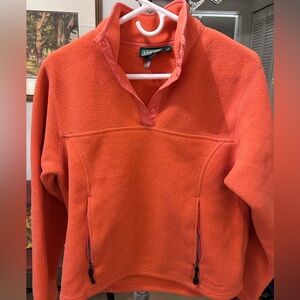 L.L. Bean Vibrant Coral Orange Fleece Jacket. Size M. Mint condition.